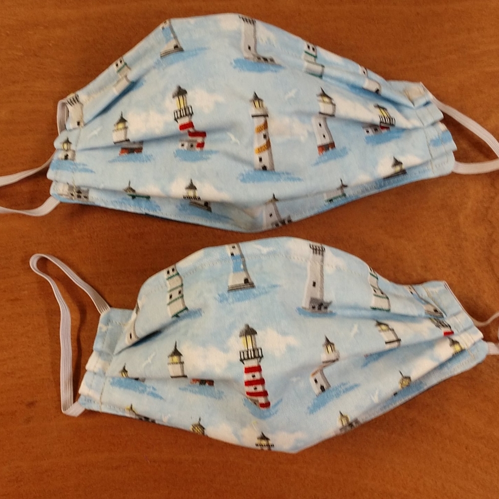 2 lighthouse/reversible to anchor face masks